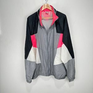 VTG Nike Windbreaker Jacket Men XL Gray Pink White 90s Gray Tag Tennis Agassi